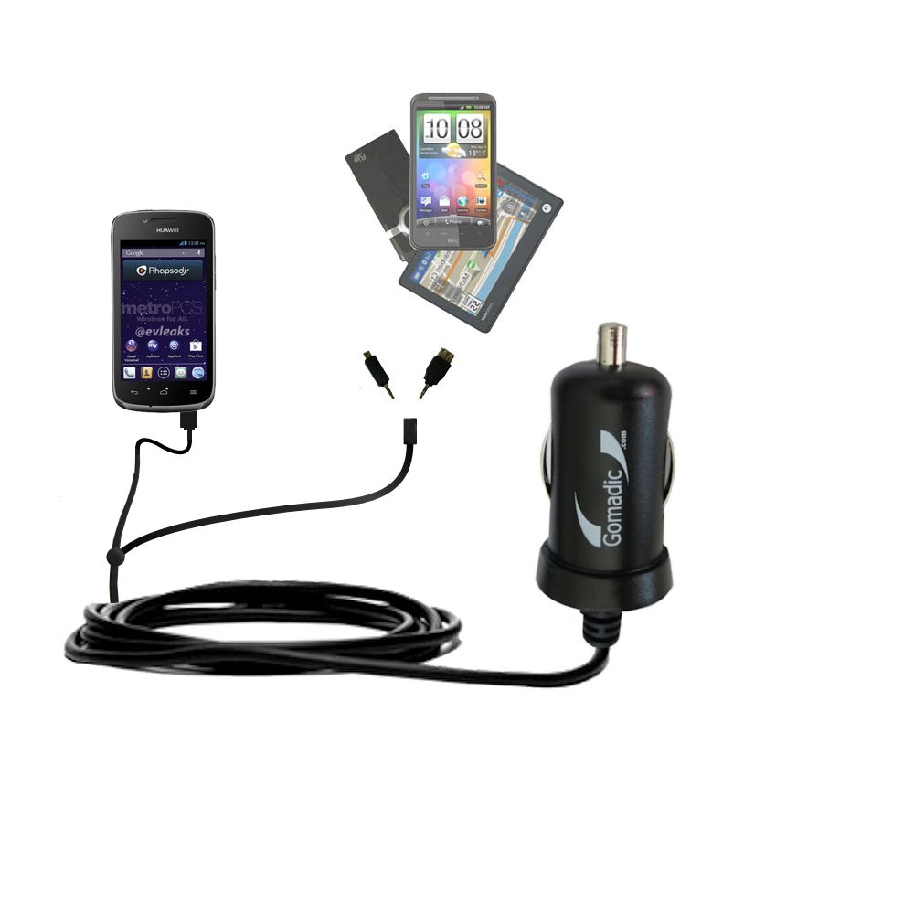 mini Double Car Charger with tips including compatible with the Huawei Vitria