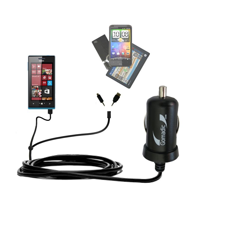 mini Double Car Charger with tips including compatible with the Huawei W1