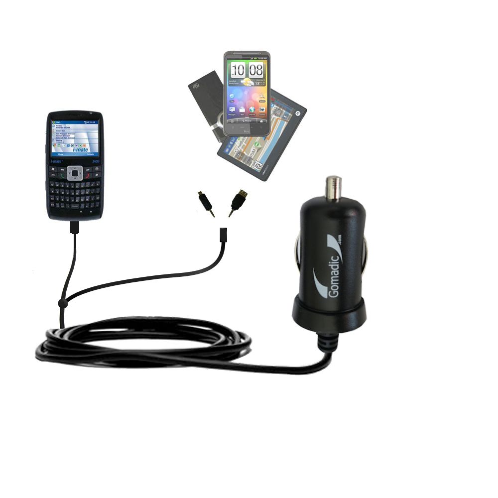 mini Double Car Charger with tips including compatible with the i-Mate JAQ3