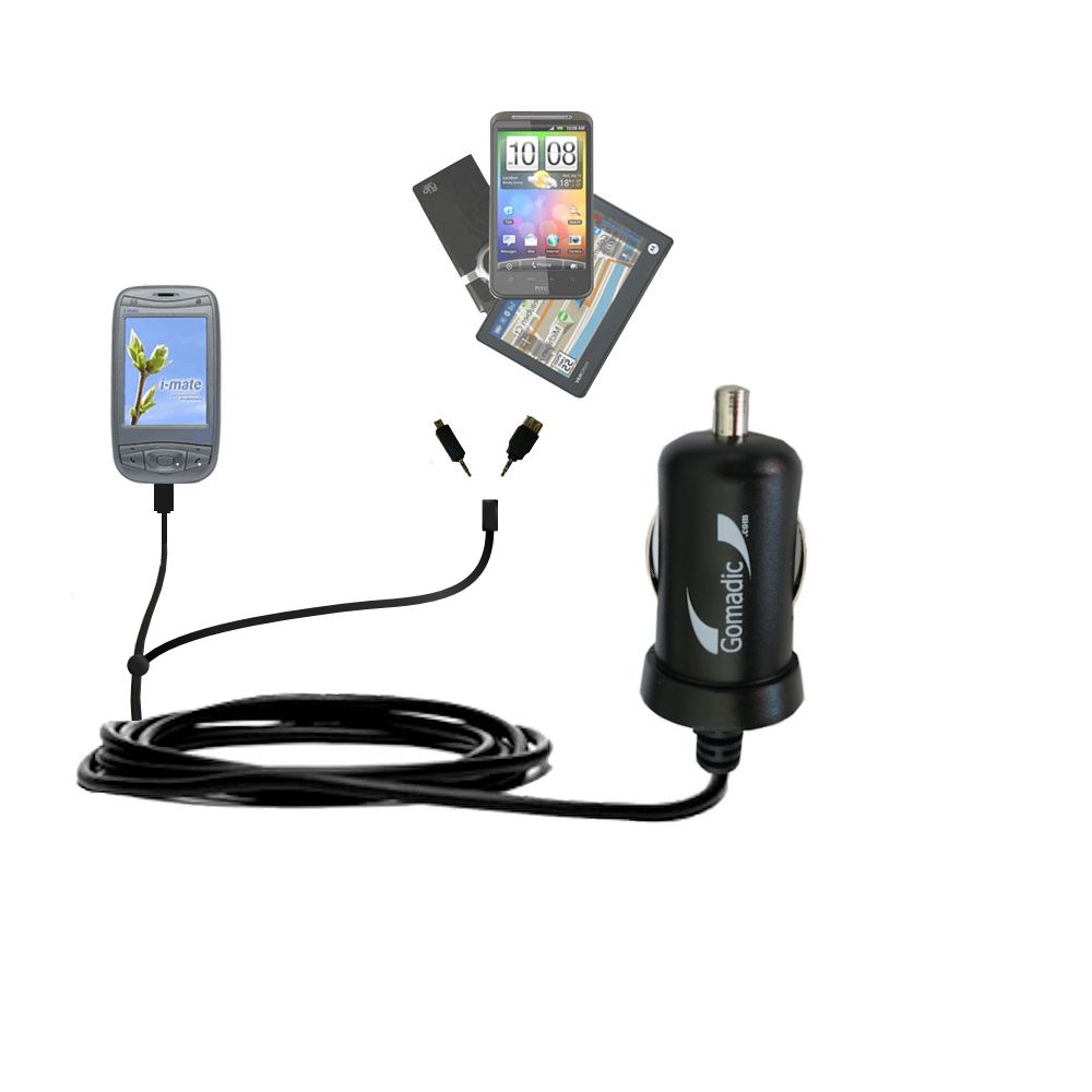 mini Double Car Charger with tips including compatible with the i-Mate K-Jam