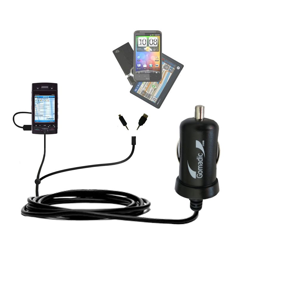 mini Double Car Charger with tips including compatible with the i-Mate Ultimate 9502