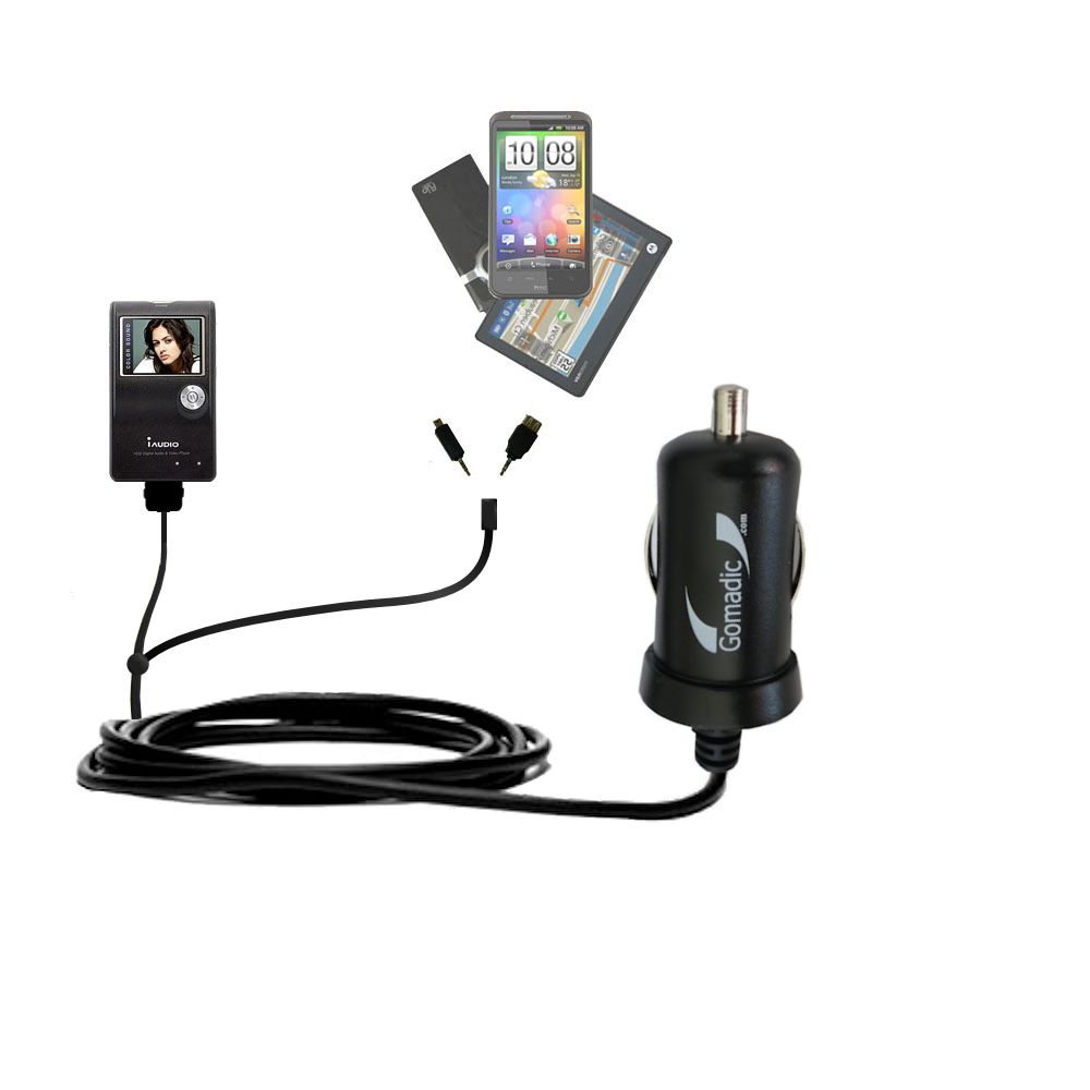 mini Double Car Charger with tips including compatible with the Cowon iAudio X5