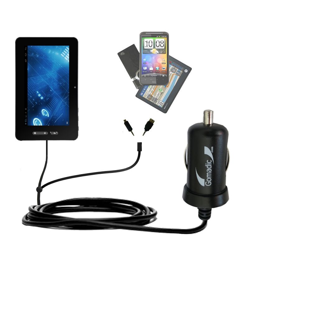 mini Double Car Charger with tips including compatible with the Idolian IdolPAD 9