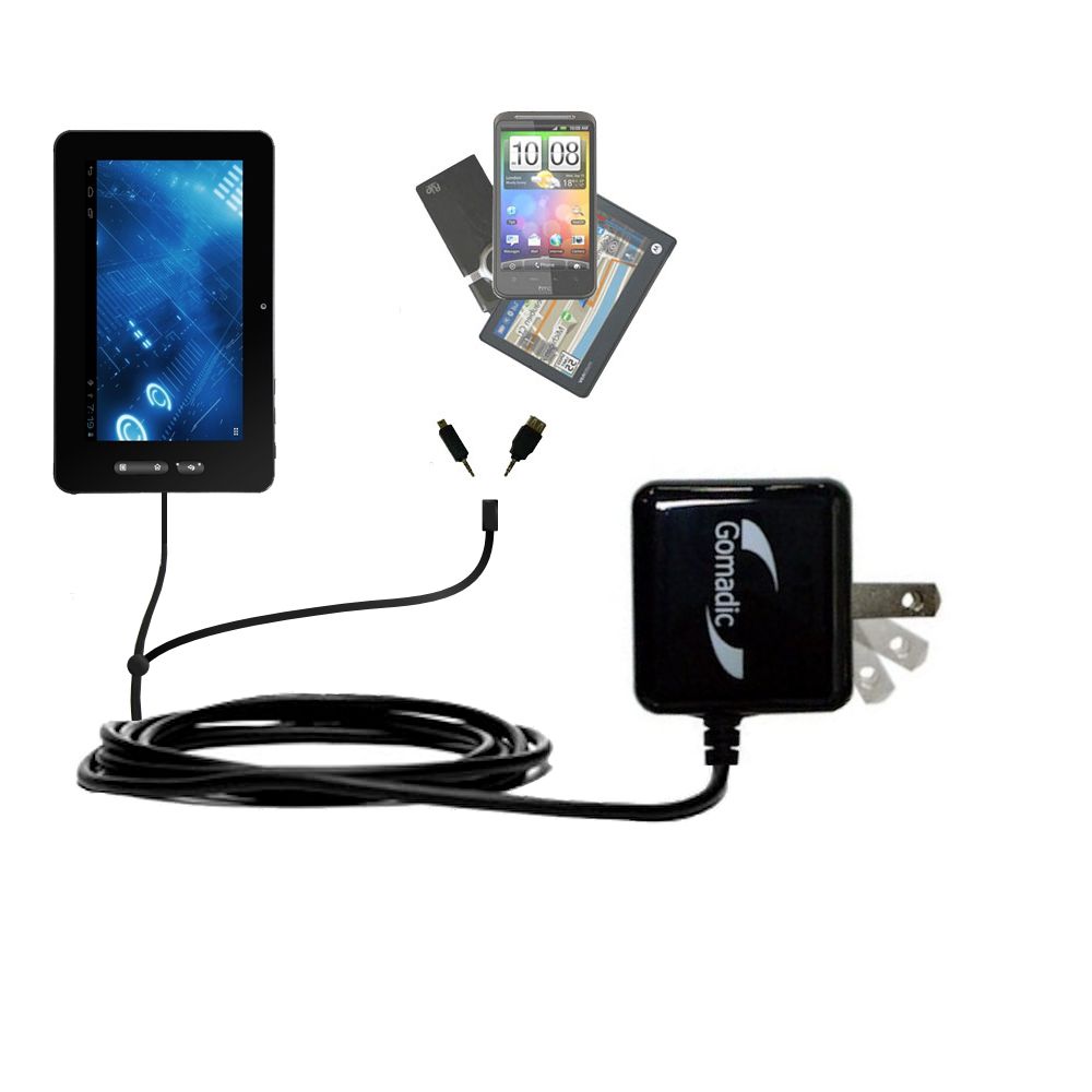 Double Wall Home Charger with tips including compatible with the Idolian IdolPAD 9
