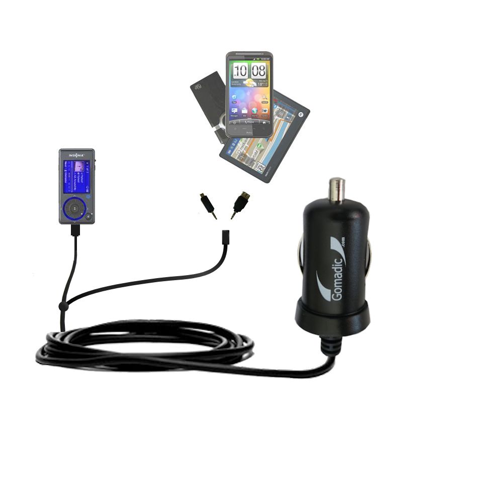 mini Double Car Charger with tips including compatible with the Insignia NS-2V17