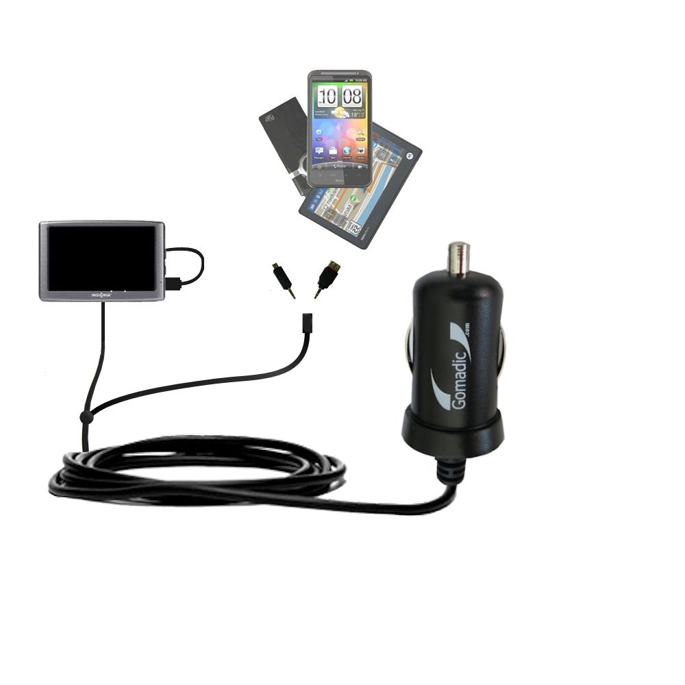 mini Double Car Charger with tips including compatible with the Insignia NS-CNV10