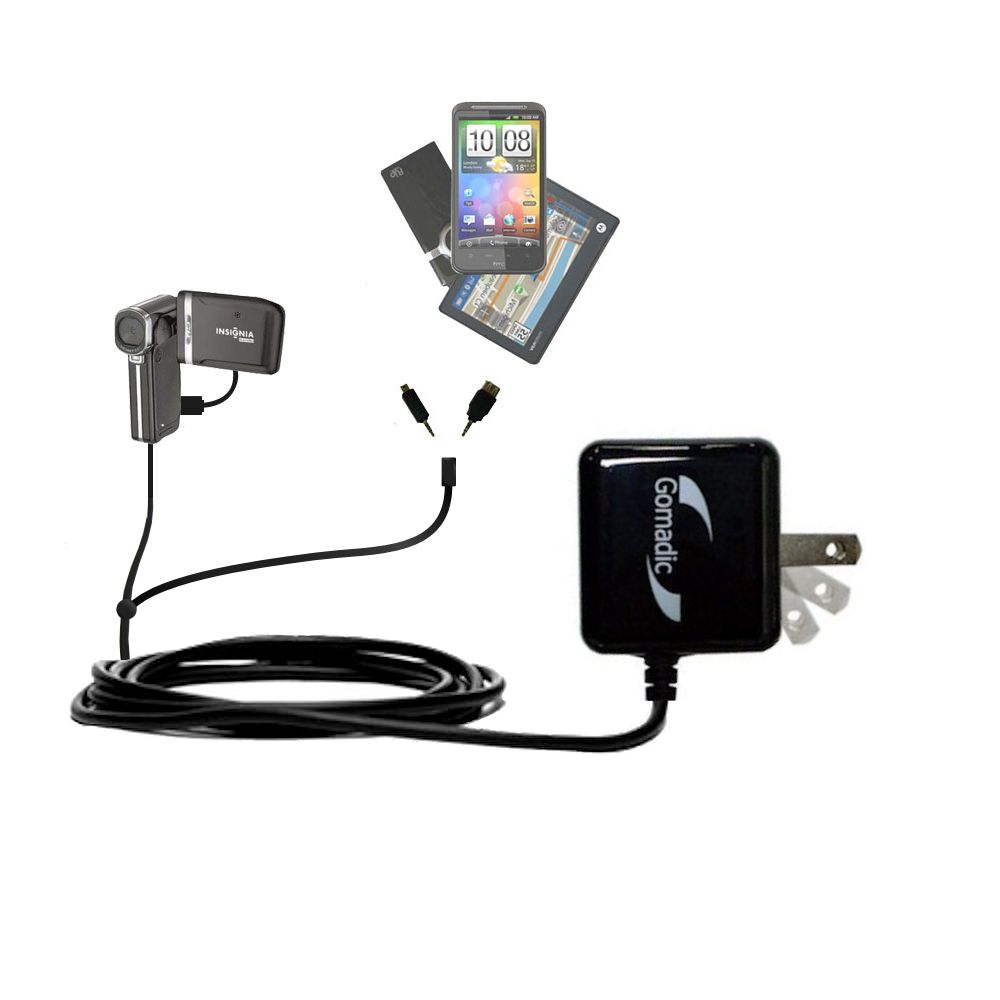 Double Wall Home Charger with tips including compatible with the Insignia NS-DV1080P Video Camera