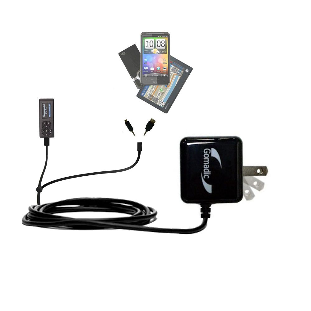 Double Wall Home Charger with tips including compatible with the Insignia Sport 2GB MP3 Player