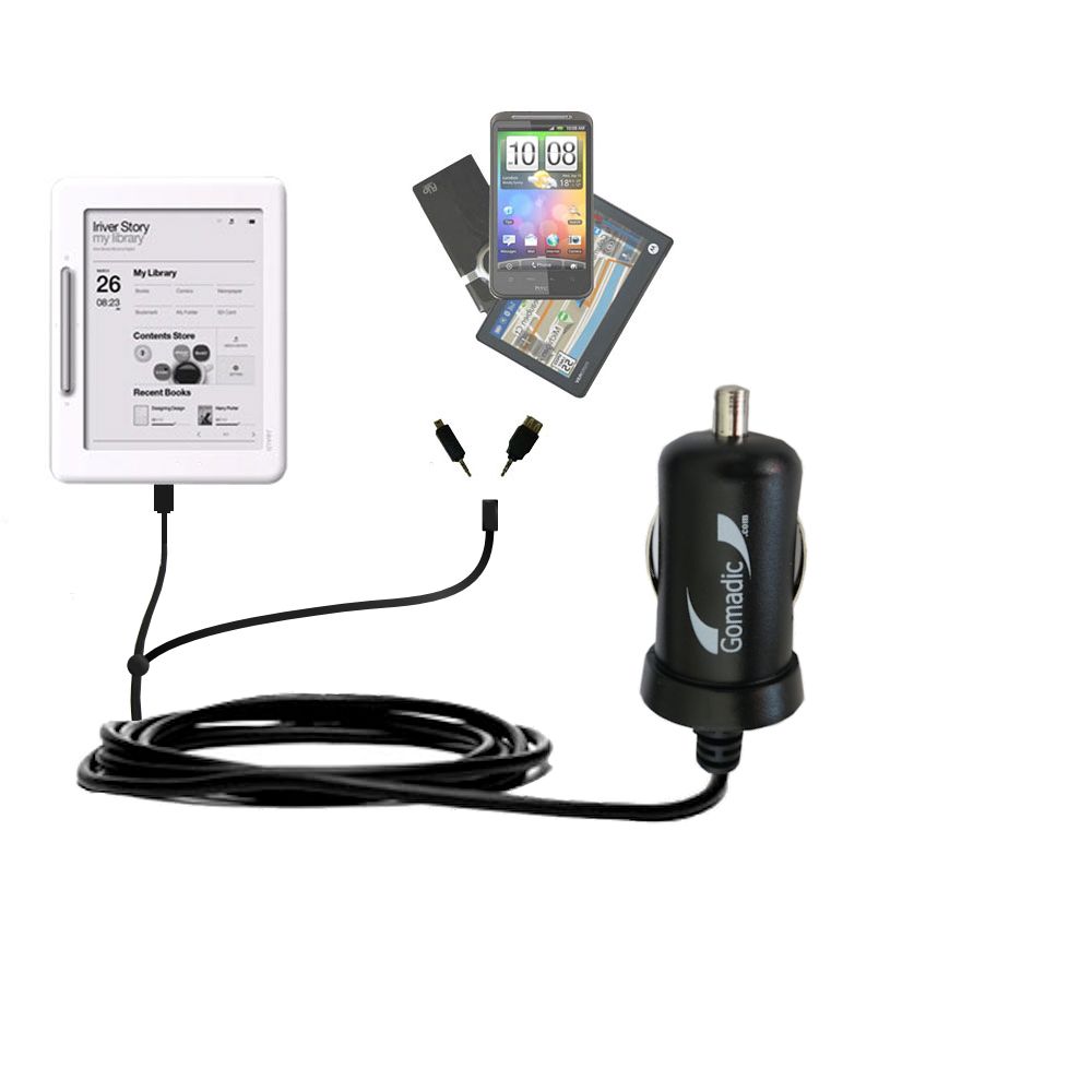 mini Double Car Charger with tips including compatible with the iRiver Cover Story