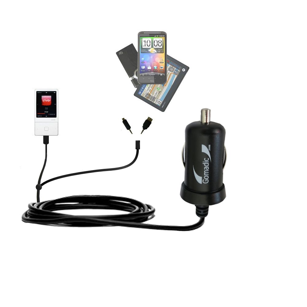 mini Double Car Charger with tips including compatible with the iRiver E100