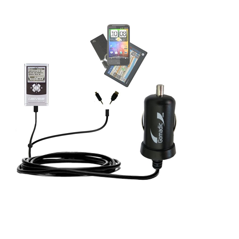 mini Double Car Charger with tips including compatible with the iRiver iHP-140 iHP-110