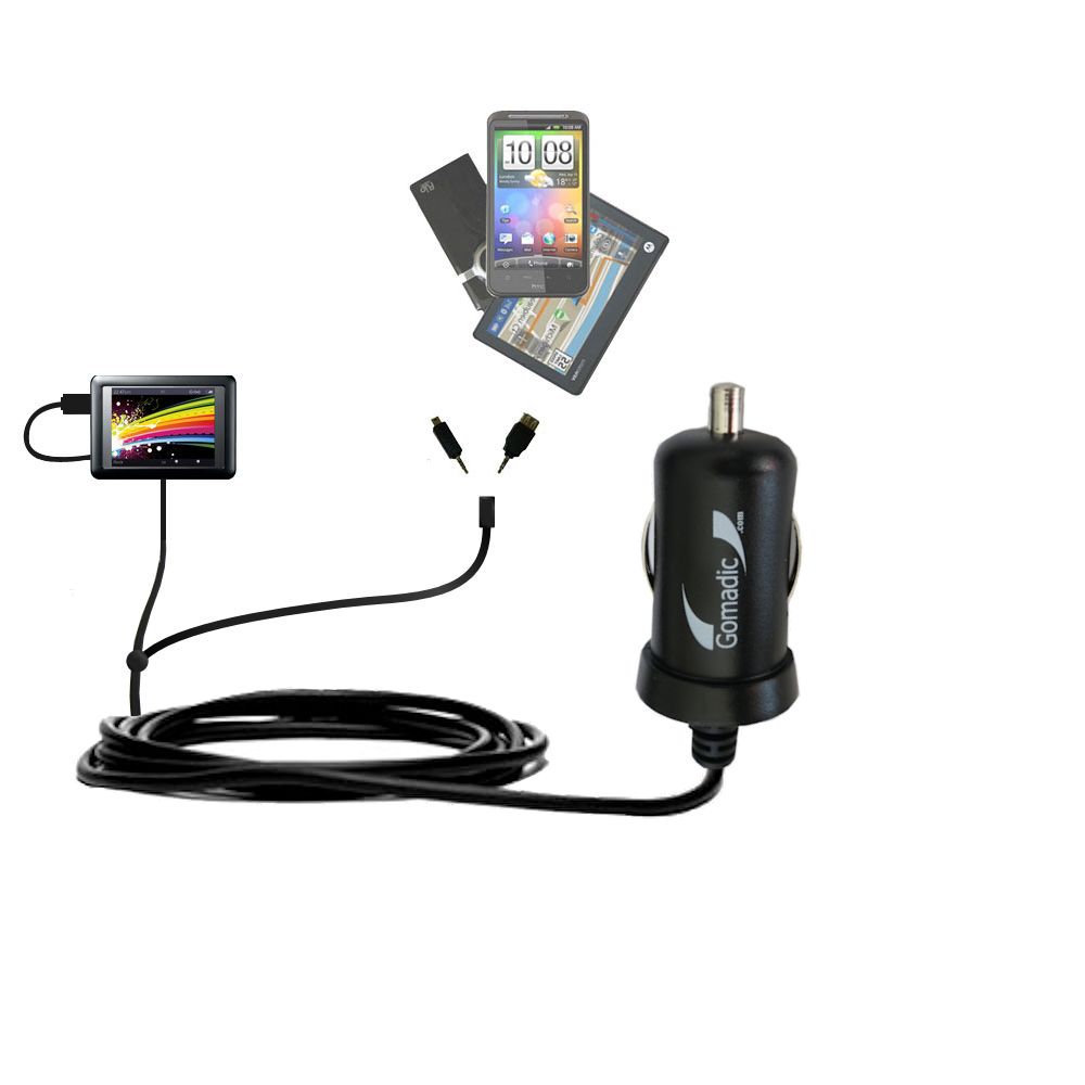 mini Double Car Charger with tips including compatible with the iRiver LPlayer 4GB 8GB