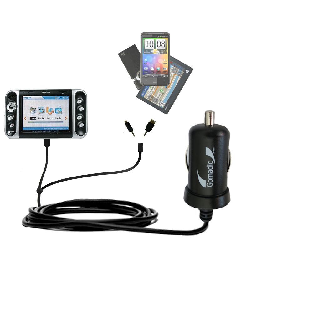 mini Double Car Charger with tips including compatible with the iRiver PMP-100