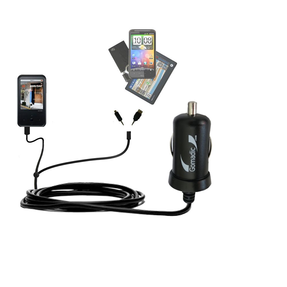 mini Double Car Charger with tips including compatible with the iRiver S100