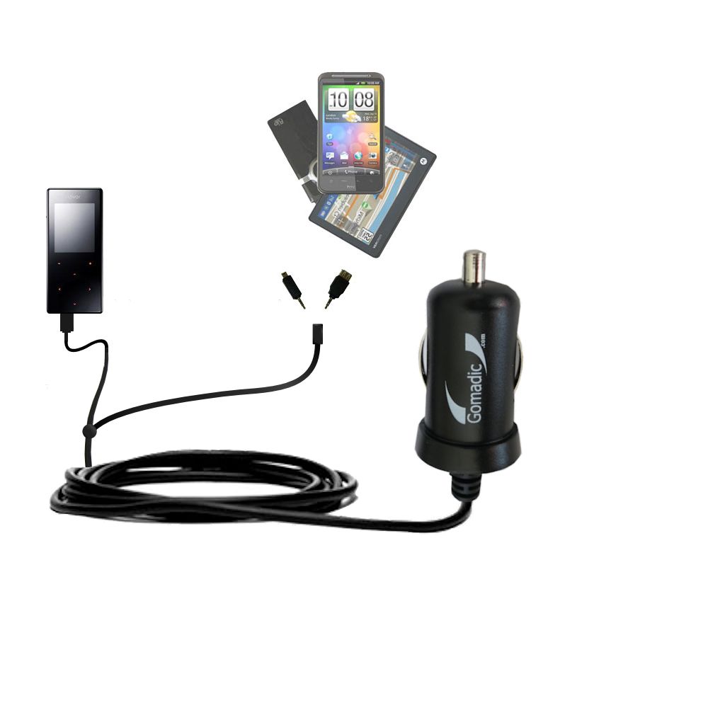 mini Double Car Charger with tips including compatible with the iRiver T6