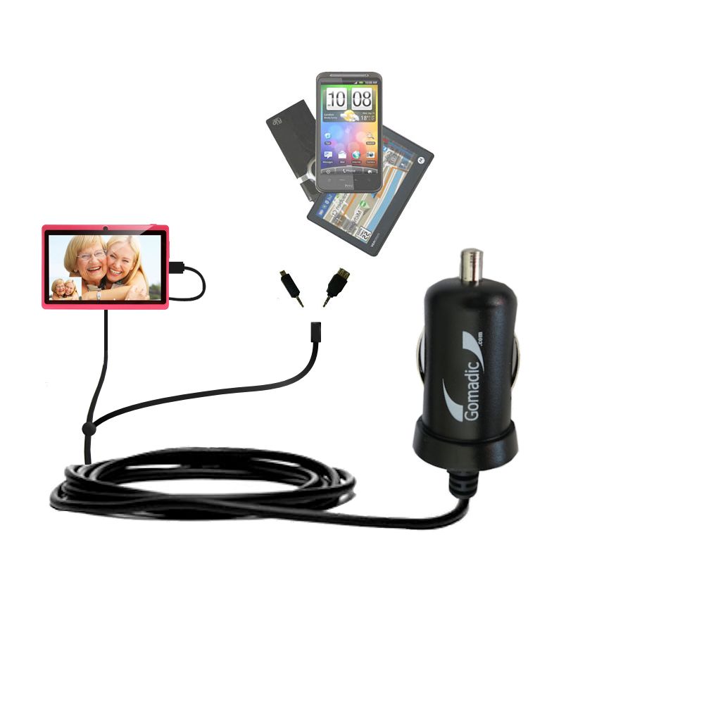 mini Double Car Charger with tips including compatible with the iRulu LA-520 w Tablet PC