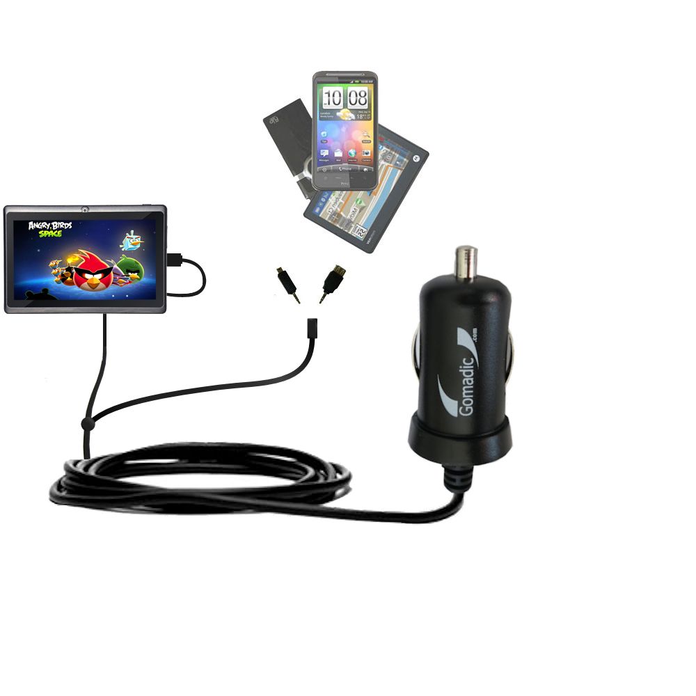 mini Double Car Charger with tips including compatible with the iView 754TPC