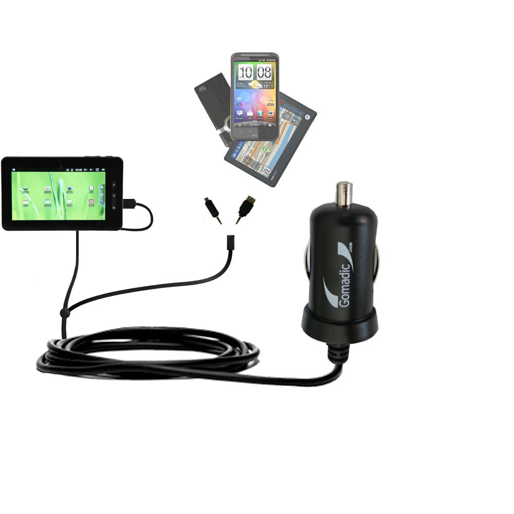 mini Double Car Charger with tips including compatible with the iView 760TPC