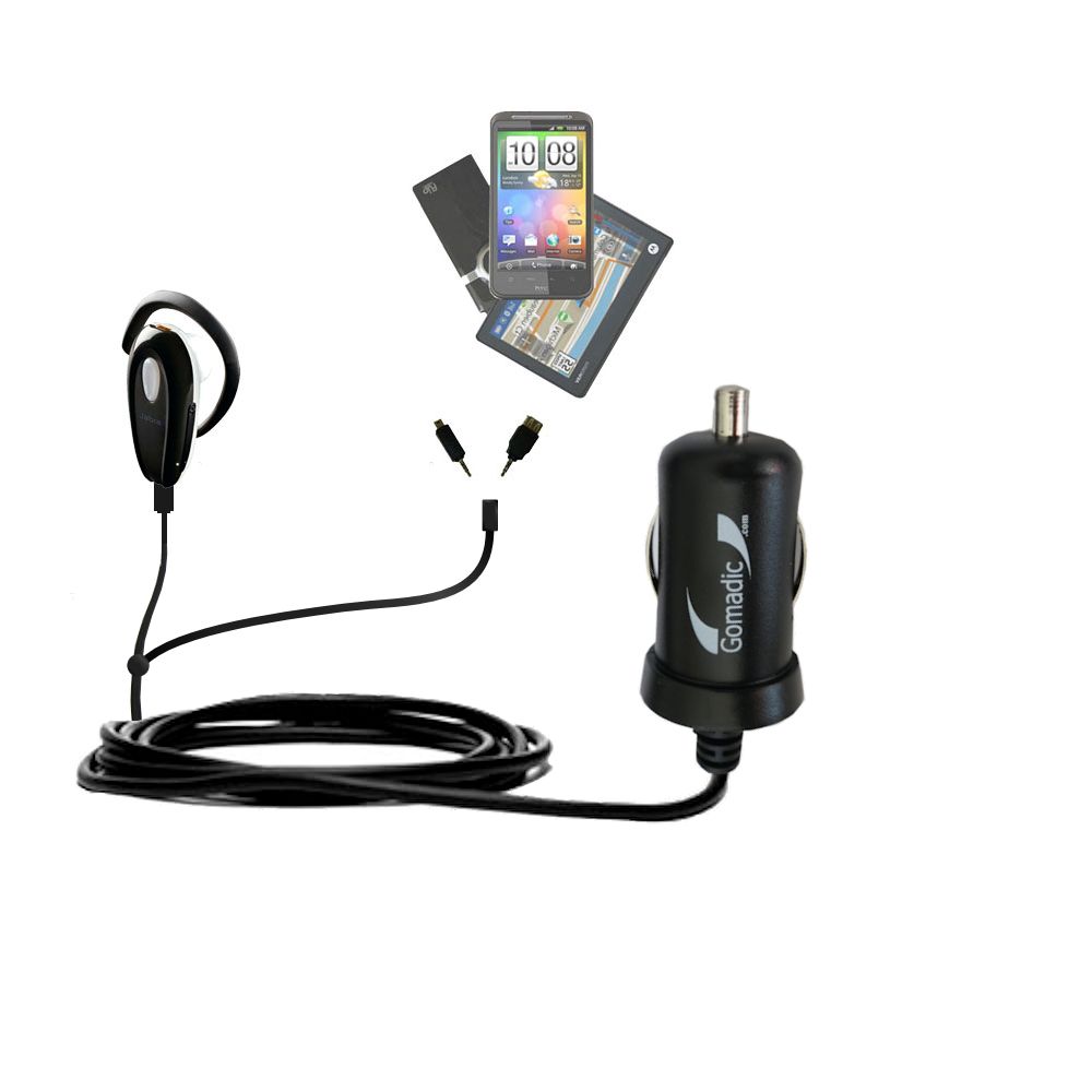mini Double Car Charger with tips including compatible with the Jabra BT250v