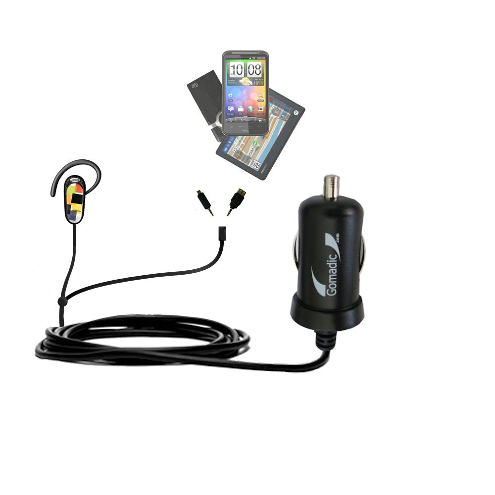 mini Double Car Charger with tips including compatible with the Jabra BT3010