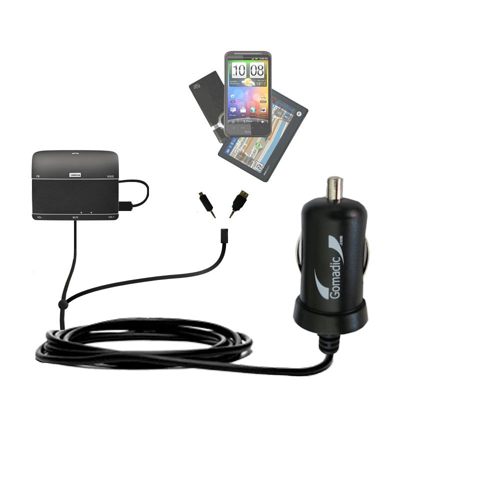 mini Double Car Charger with tips including compatible with the Jabra FREEWAY
