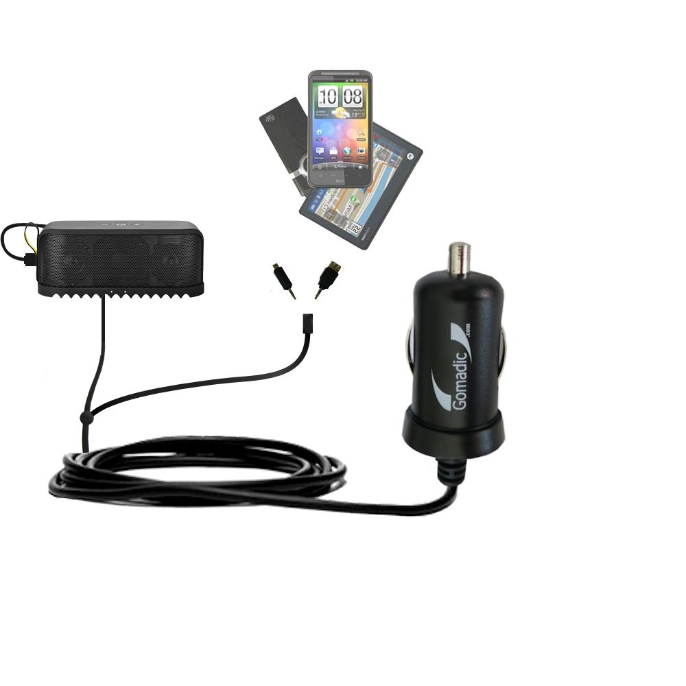 mini Double Car Charger with tips including compatible with the Jabra Solemate