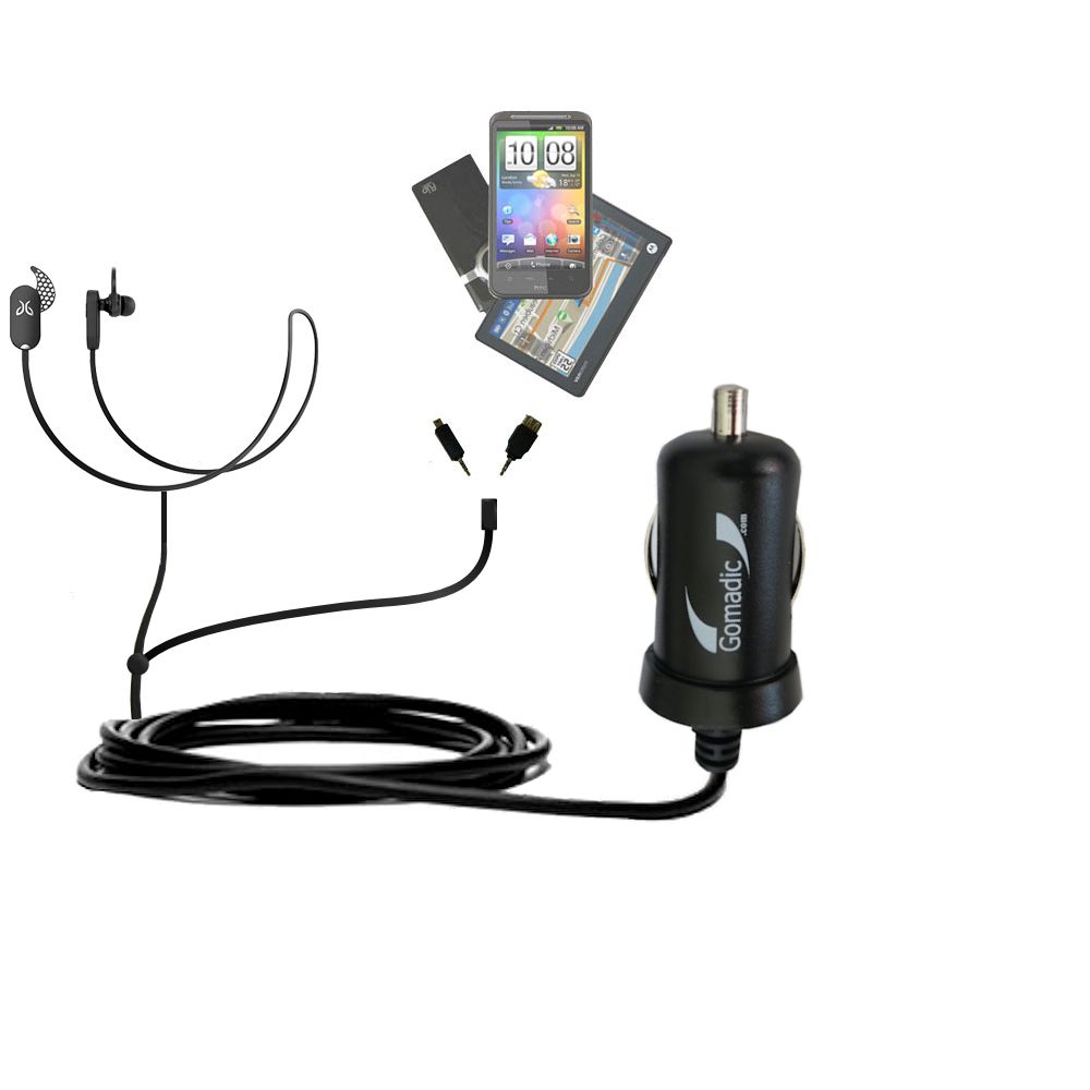 mini Double Car Charger with tips including compatible with the Jaybird JF4 Freedom
