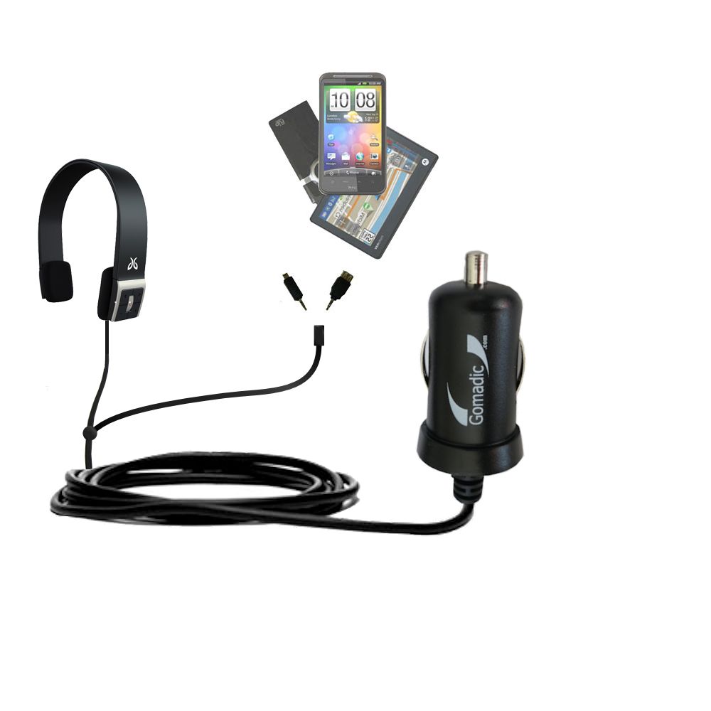 mini Double Car Charger with tips including compatible with the Jaybird Sportsband SB1