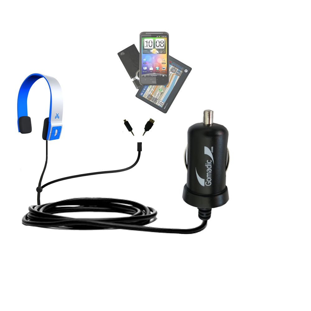 mini Double Car Charger with tips including compatible with the Jaybird Sportsband SB2