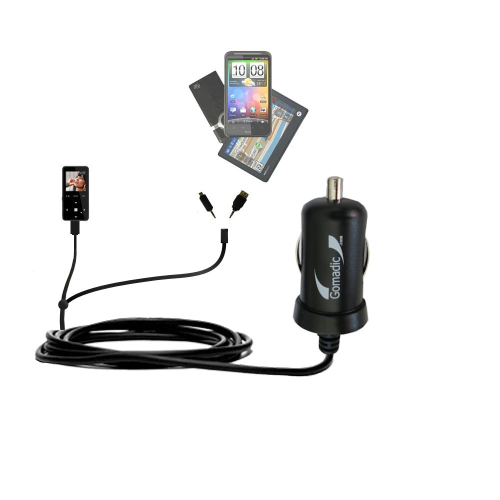 mini Double Car Charger with tips including compatible with the Jens of Sweden MP-450