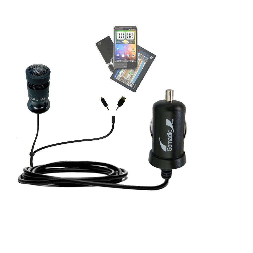 mini Double Car Charger with tips including compatible with the JLAB Shaker