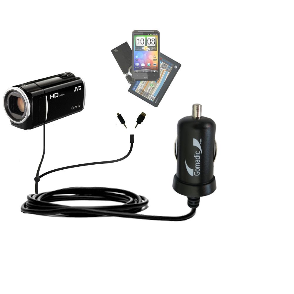 mini Double Car Charger with tips including compatible with the JVC Everio GZ-HM430 / HM435 / HM445 / HM446