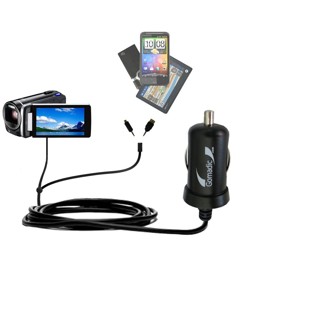 mini Double Car Charger with tips including compatible with the JVC Everio GZ-HM845 / HM860 / HM870