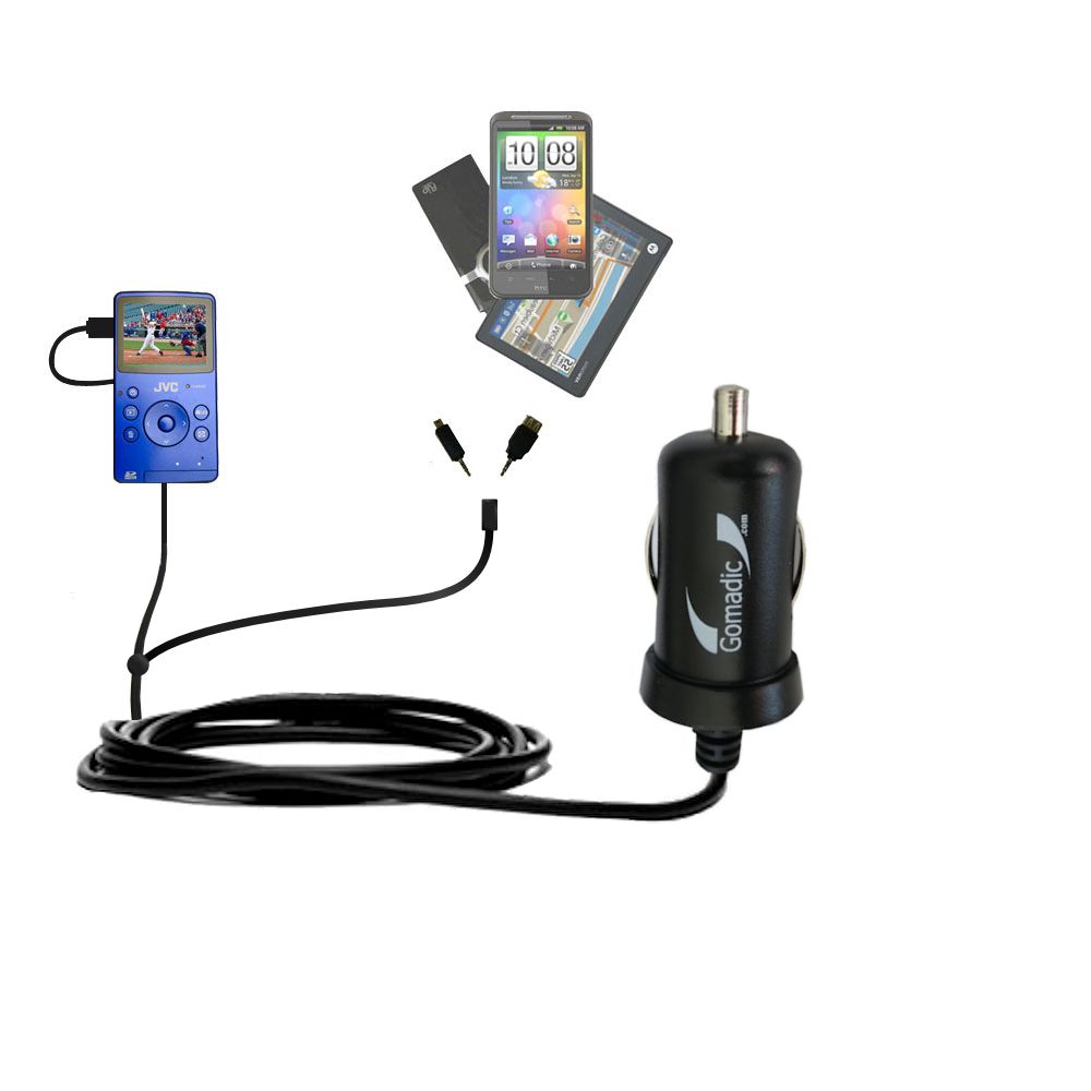 mini Double Car Charger with tips including compatible with the JVC Picsio GC-FM1 Pocket  Video Camera