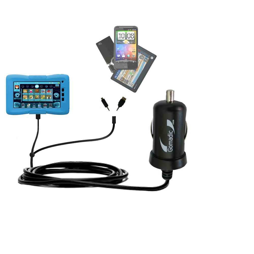mini Double Car Charger with tips including compatible with the KD Interactive Kurio Touch 4S