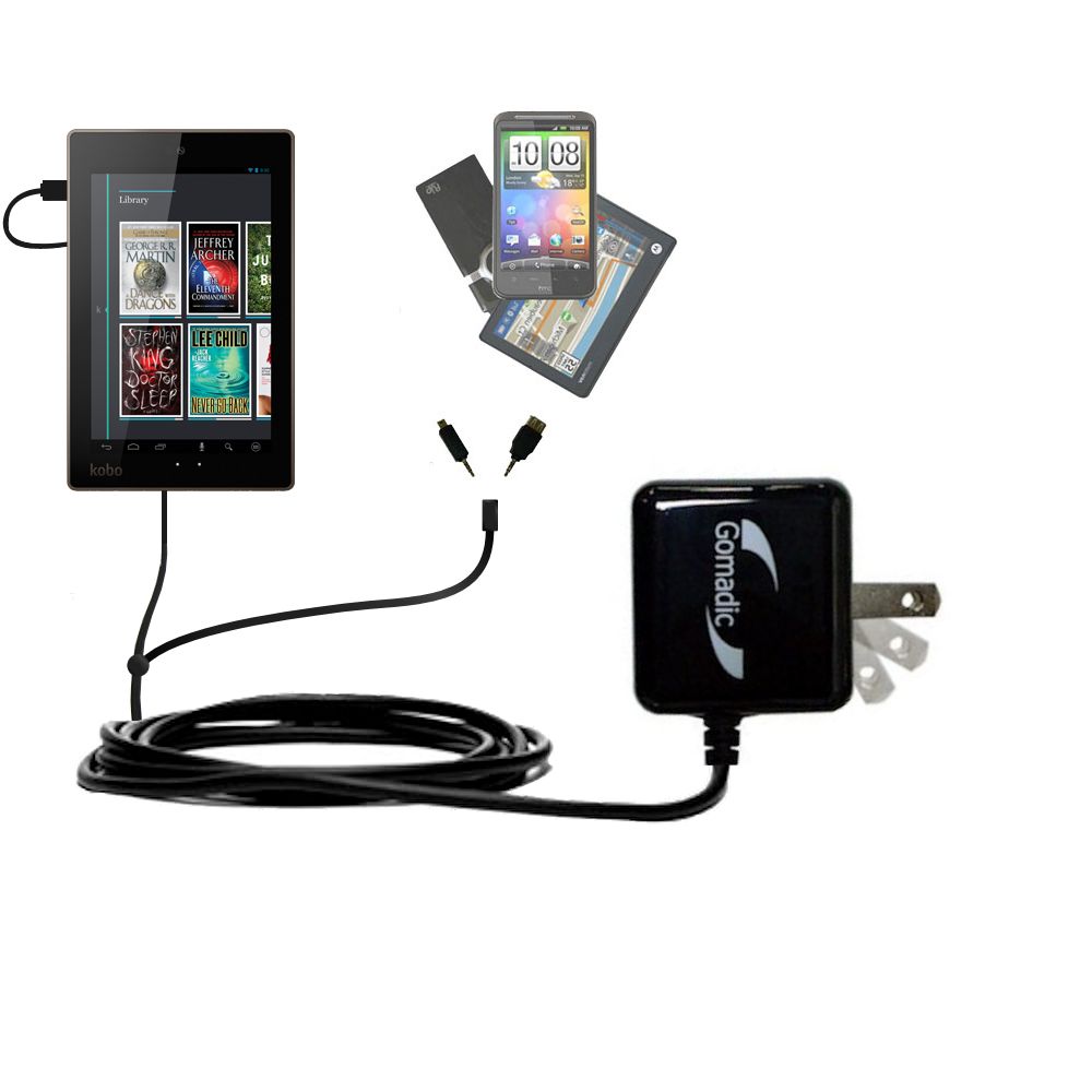 Double Wall Home Charger with tips including compatible with the Kobo Arc 10 HD