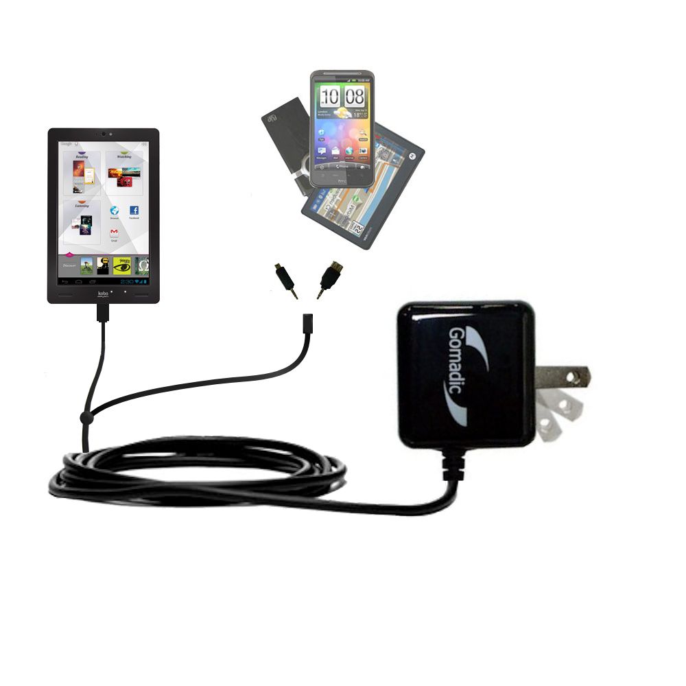 Double Wall Home Charger with tips including compatible with the Kobo Arc