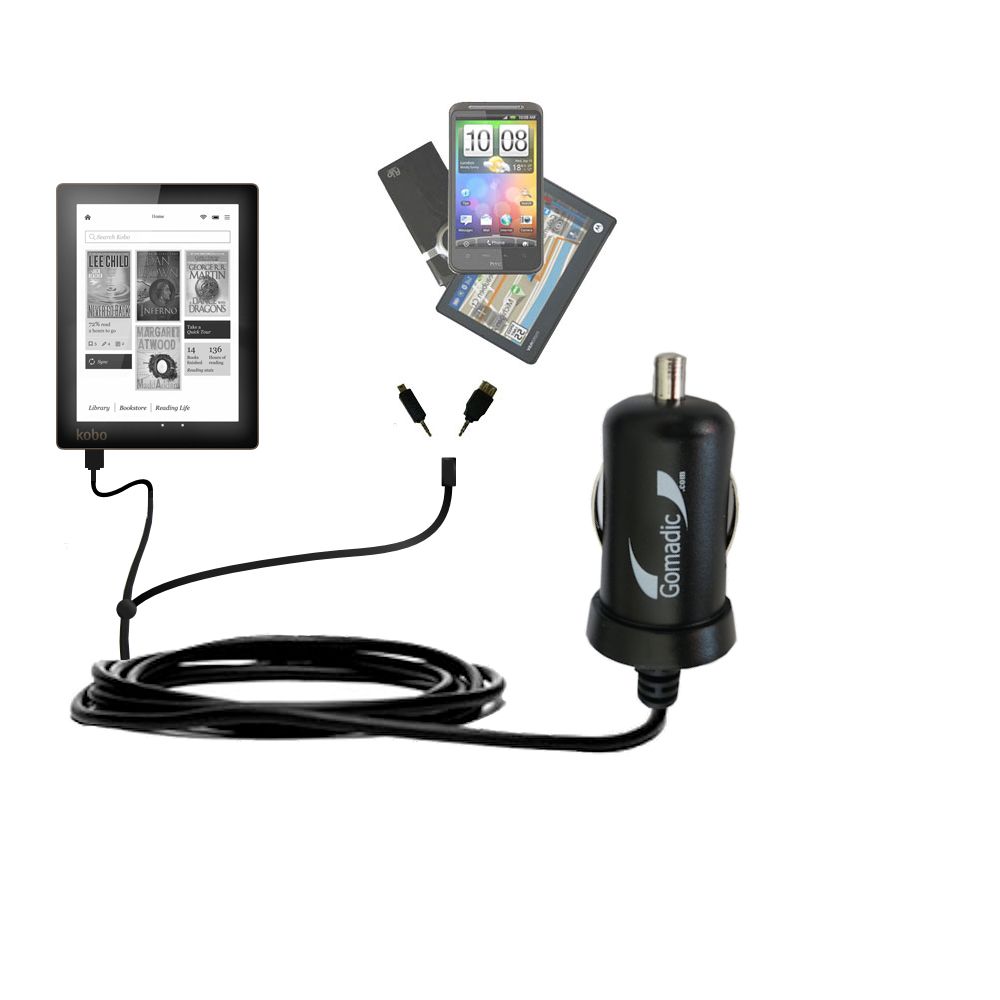 mini Double Car Charger with tips including compatible with the Kobo Aura / Aura HD