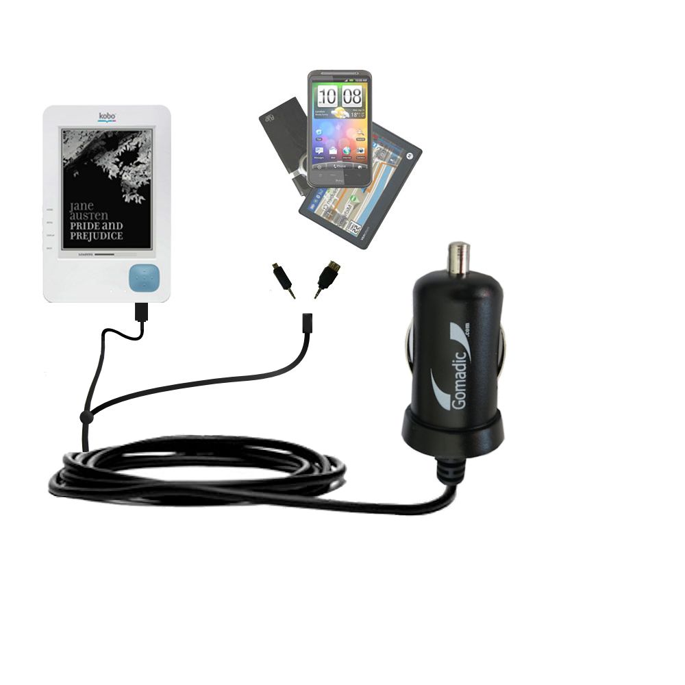 mini Double Car Charger with tips including compatible with the Kobo eReader