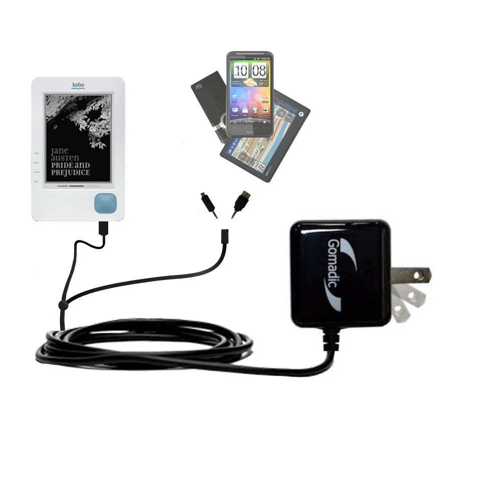 Double Wall Home Charger with tips including compatible with the Kobo eReader