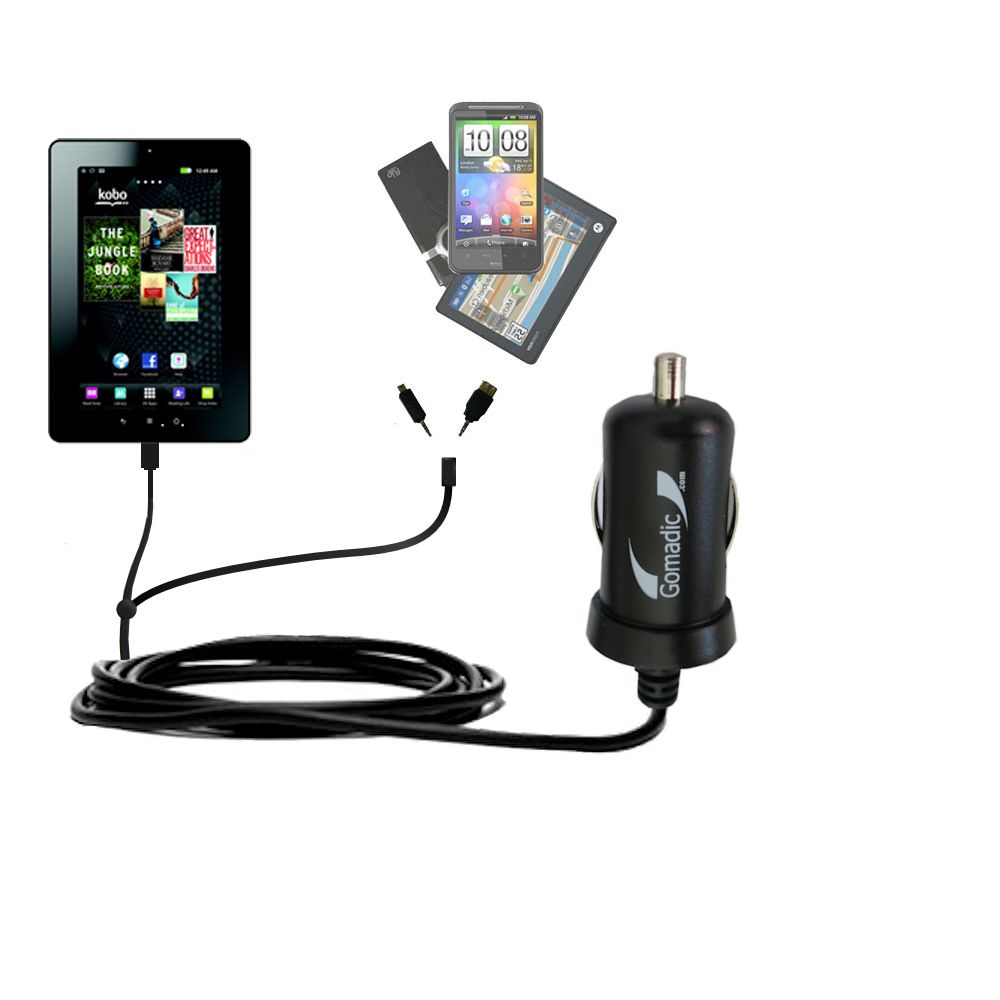 mini Double Car Charger with tips including compatible with the Kobo Vox