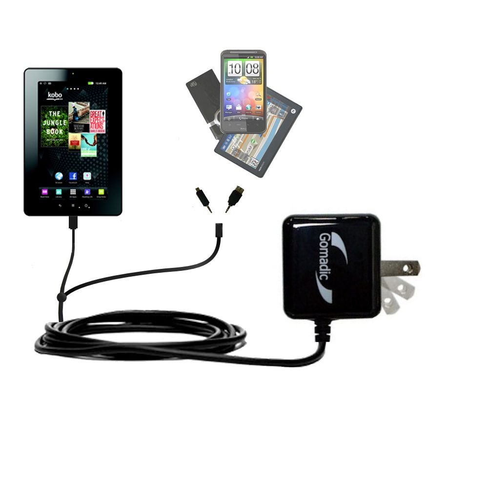 Double Wall Home Charger with tips including compatible with the Kobo Vox