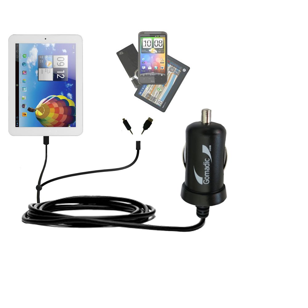 mini Double Car Charger with tips including compatible with the Kocaso SX9700 / SX9722 / SX9701