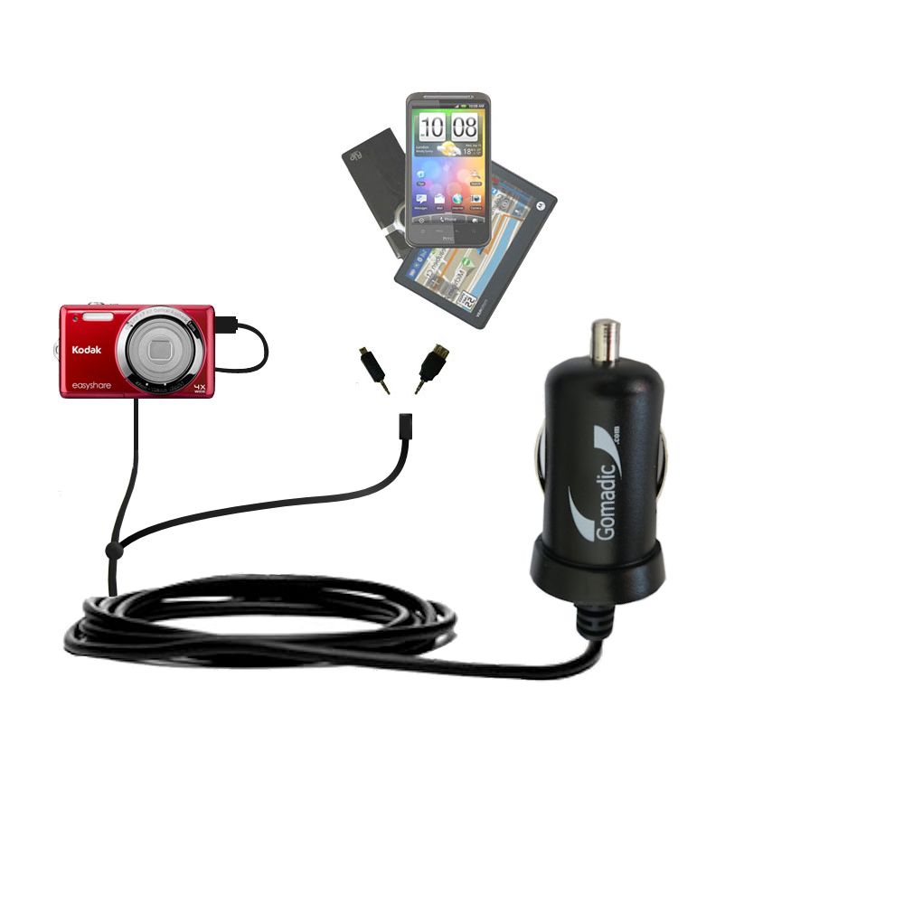 mini Double Car Charger with tips including compatible with the Kodak EasyShare M522