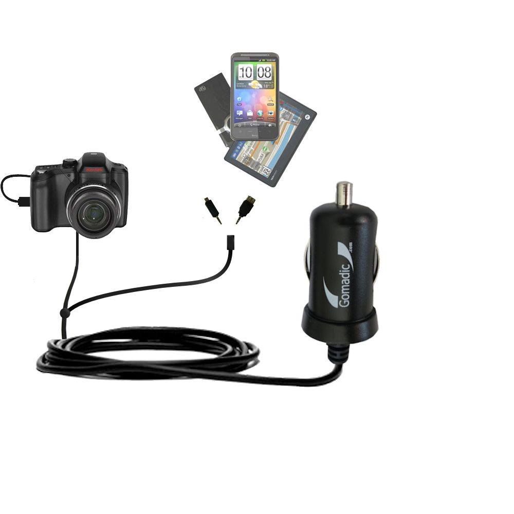 mini Double Car Charger with tips including compatible with the Kodak Easyshare Z1015