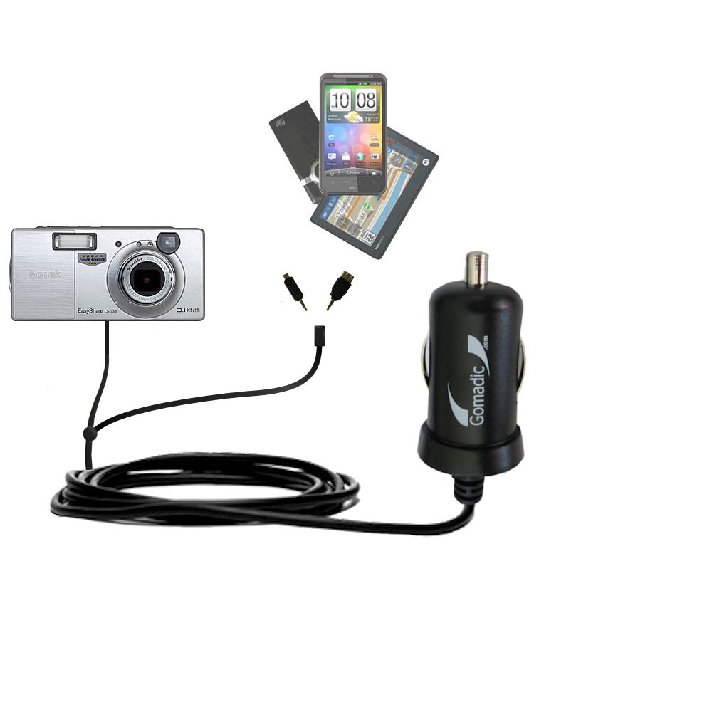 mini Double Car Charger with tips including compatible with the Kodak LS633
