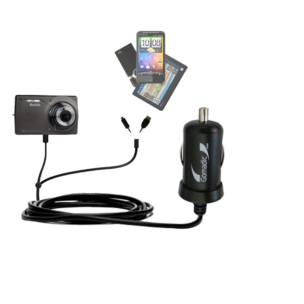 mini Double Car Charger with tips including compatible with the Kodak M1033
