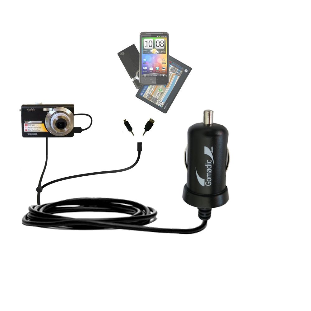 mini Double Car Charger with tips including compatible with the Kodak M1063 M1073 IS M1093 IS