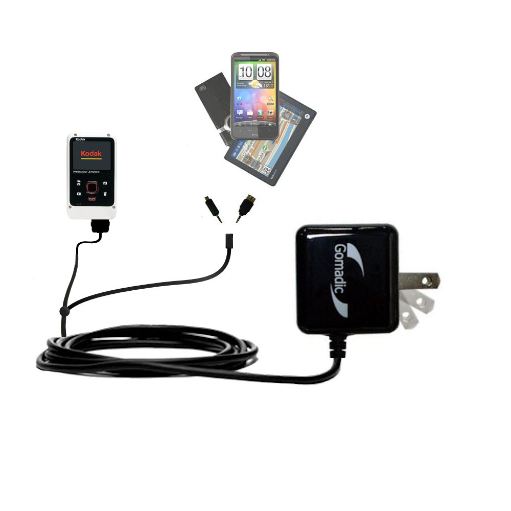 Double Wall Home Charger with tips including compatible with the Kodak Playfull Ze2