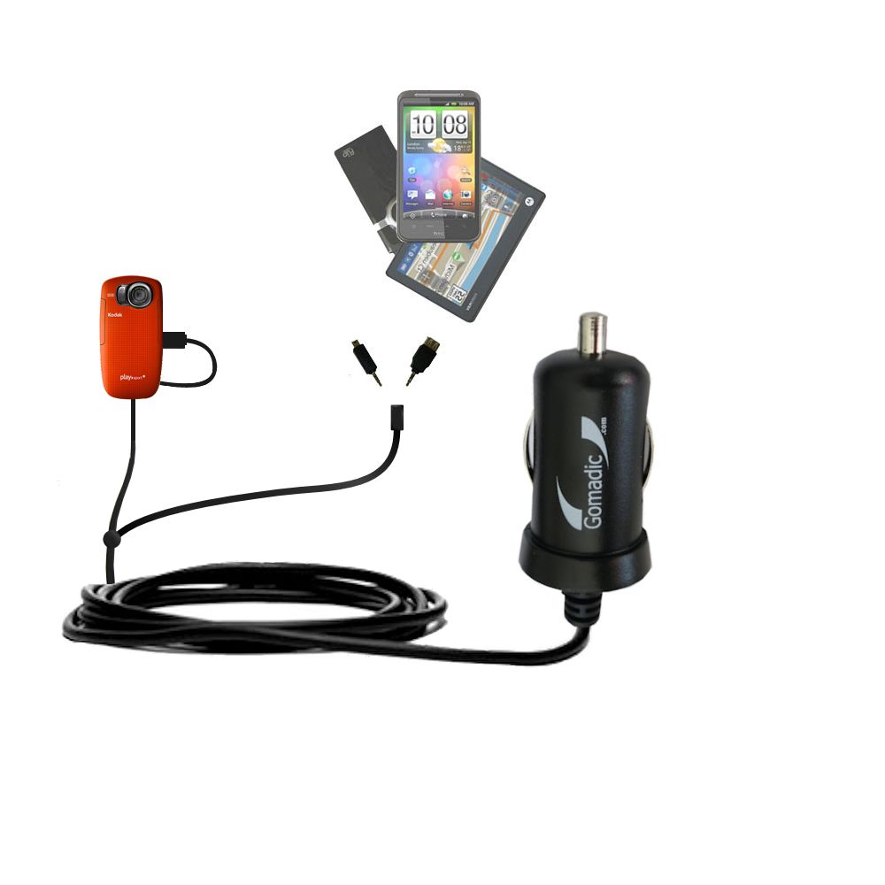 mini Double Car Charger with tips including compatible with the Kodak Playsport Zx5